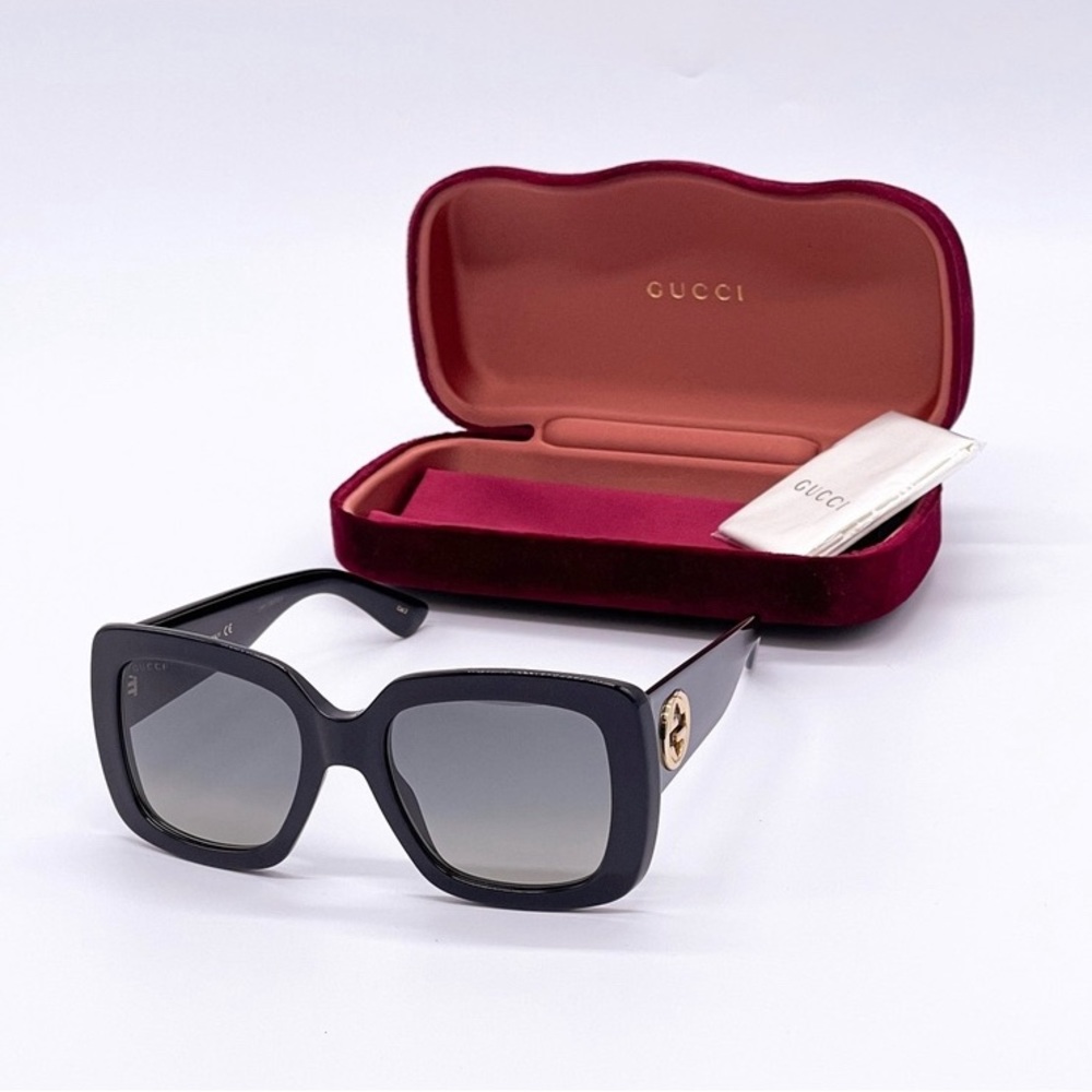 New Authentic GUCCI Gradient Grey Square Ladies Sunglasses GG0141SN 001 53 - Picture 10 of 11